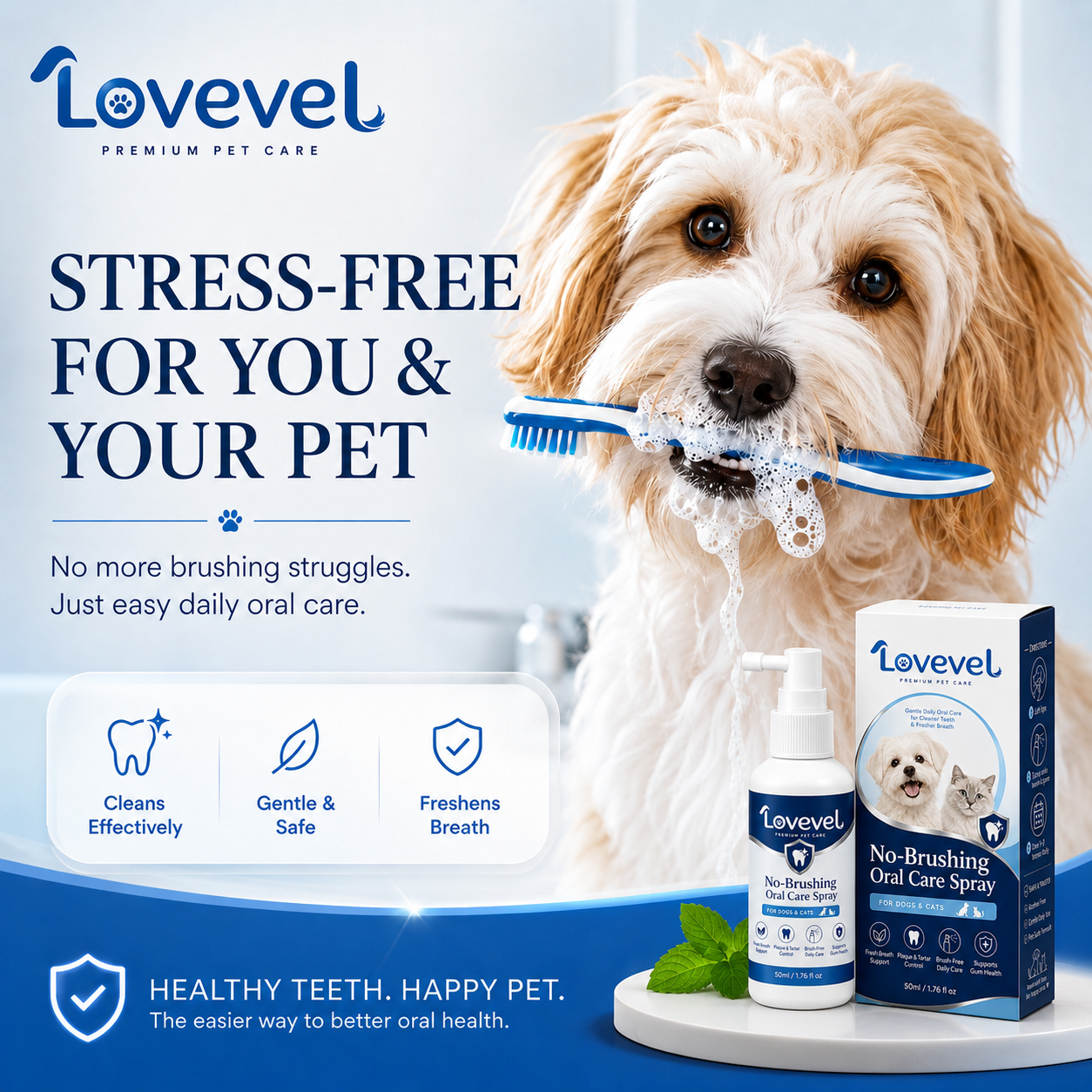 Lovevel™ 🍃No-Brushing Oral Care Spray for Dogs & Cats