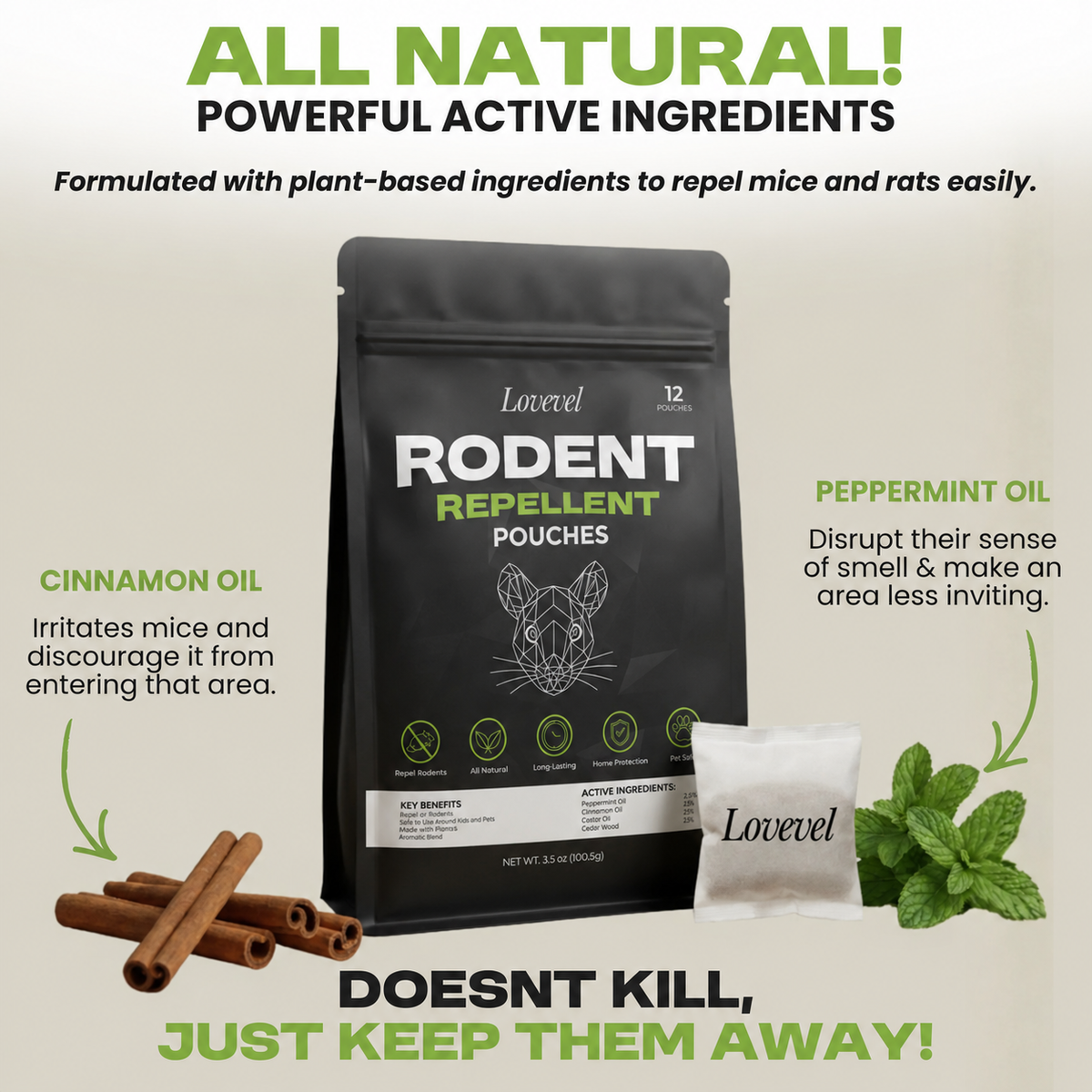 Lovevel® Natural Rodent Repellent Pouches